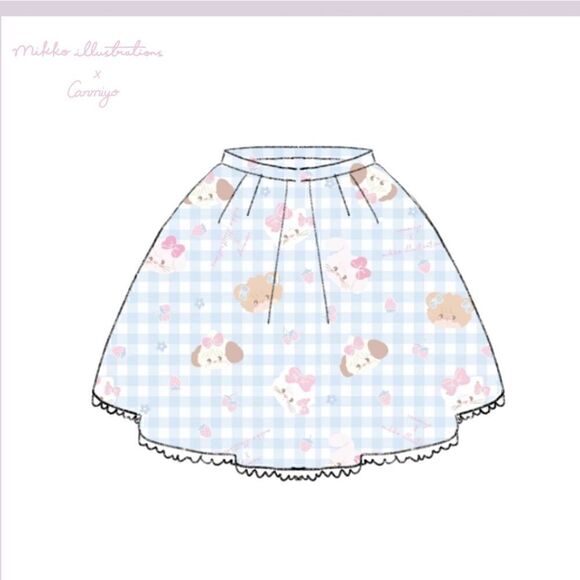 CANMIYO X MIKKO ORIGINAL SMALL ANIMAL LIGHT BLUE PRINT LOLITA SKIRT SIZE SMALL - Picture 1 of 11